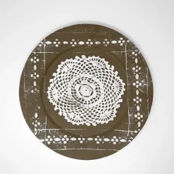 Assiette En Terre Brute Dentelle