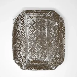 Assiette Rectangulaire En Terre Brute Dentelle