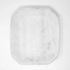Assiette Rectangulaire En Terre Brute Dentelle